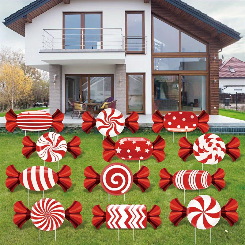 Marqueurs de route en canne de bonbon de Noël, décorations lumineuses pour les fêtes - Image 3