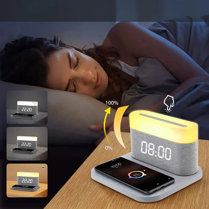 Station de charge sans fil 15 W avec réveil LED intégré - Image 4