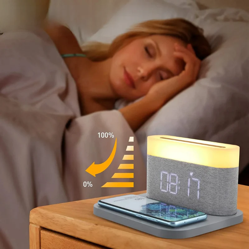 Station de charge sans fil 15 W avec réveil LED intégré - Image 5