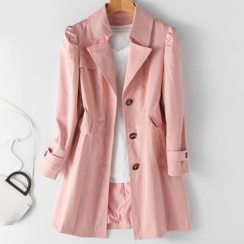 Lainey - Trench-coat femme ceinturé, col rabattu, poches pratiques - Image 4