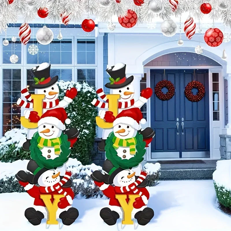 Décoration de jardin de Noël en 3 pièces avec bonhomme de neige - Image 3