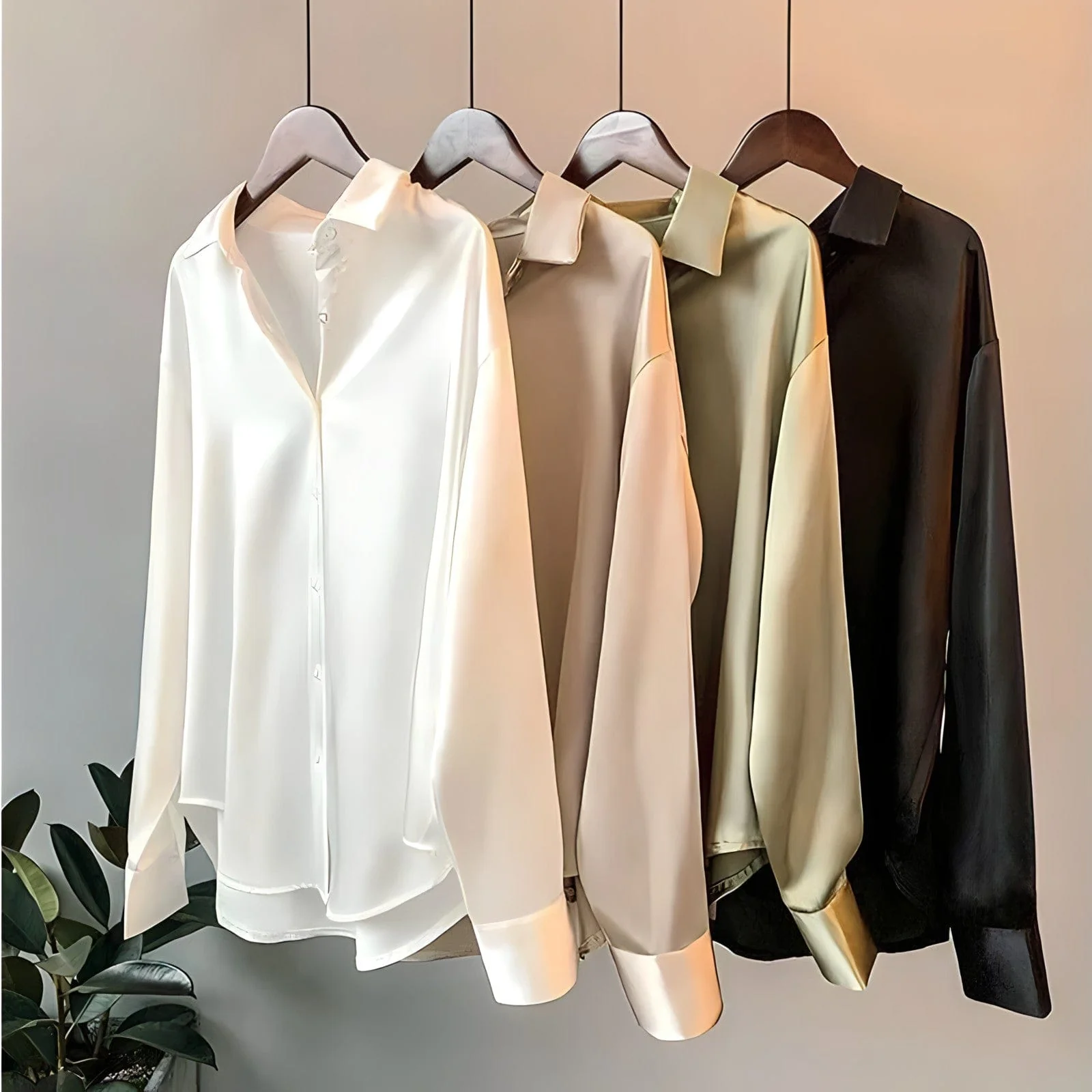 Tessa -Haut en soie polyvalent Satin luxueux, manches longues - Image 3